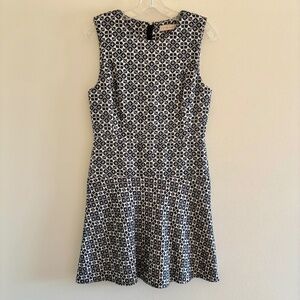 Tory Burch Black White Jacquard Fit & Flare Dress Size 6 Style 51151453